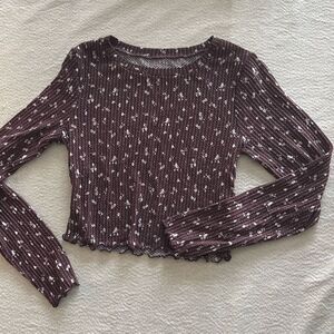 Aero OG Long Sleeve Cropped Floral Top Size Small